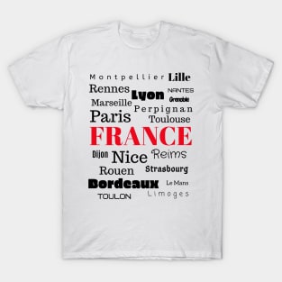 French Cities word cloud design T-Shirt